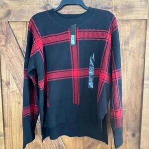 Banana Republic Black and Red‎ Plaid Sweater Women’s size Medium NWT